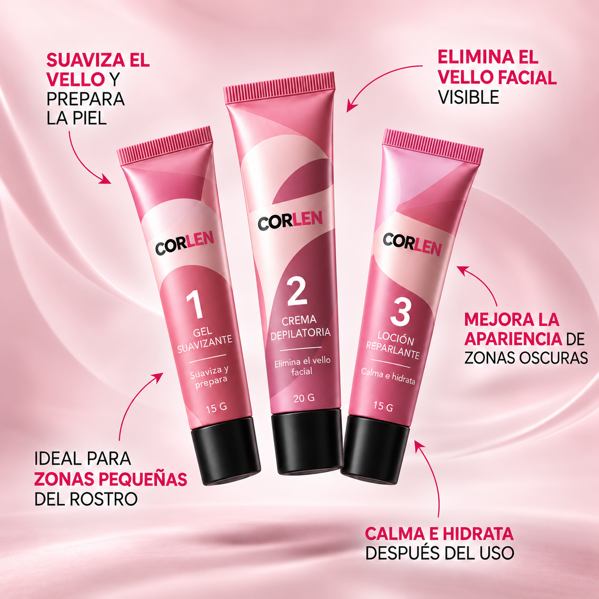 CORLEN beauty™ Kit Trilogía Depilación Facial 3 en 1